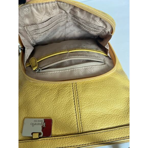 TIGNANELLO Yellow Pebble Leather Crossbody Organizer Handbag Purse - Picture 7 of 12